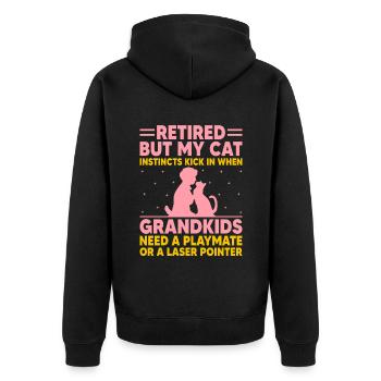 Amoureux des chats Grand-mère retraitée Retraité Propriétaire de chat Chat - Veste à capuche bio Premium Unisexe - noir - Dos - Nico (187cm)