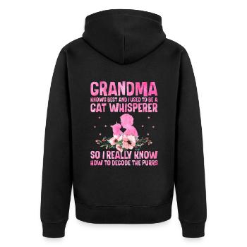 Amoureux des chats Grand-mère retraitée Retraité Propriétaire de chat Chat - Veste à capuche bio Premium Unisexe - noir - Dos - Nico (187cm)