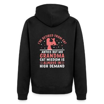Amoureux des chats Grand-mère retraitée Retraité Propriétaire de chat Chat - Veste à capuche bio Premium Unisexe - noir - Dos - Nico (187cm)