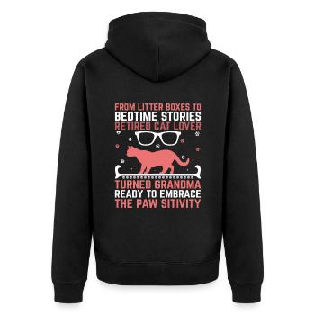 Amoureux des chats Grand-mère retraitée Retraité Propriétaire de chat Chat - Veste à capuche bio Premium Unisexe - noir - Dos - Nico (187cm)