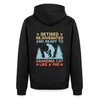 Amoureux des chats Grand-mère retraitée Retraité Propriétaire de chat Chat - Veste à capuche bio Premium Unisexe - noir - Dos - Nico (187cm)