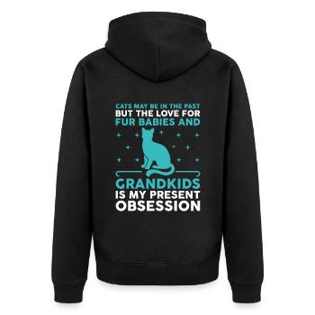 Amoureux des chats Grand-mère retraitée Retraité Propriétaire de chat Chat - Veste à capuche bio Premium Unisexe - noir - Dos - Nico (187cm)