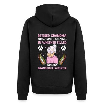 Amoureux des chats Grand-mère retraitée Retraité Propriétaire de chat Chat - Veste à capuche bio Premium Unisexe - noir - Dos - Nico (187cm)