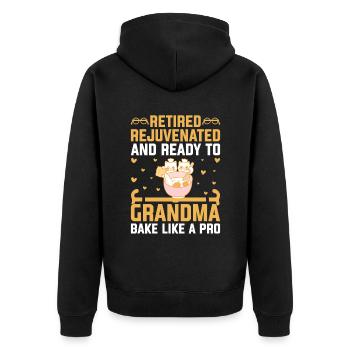 Bäckerei Rentner Oma Rentner Pension Baker Pas - Unisex Premium Bio Zip Hoodie - Schwarz - Hinten - Nico (187cm)