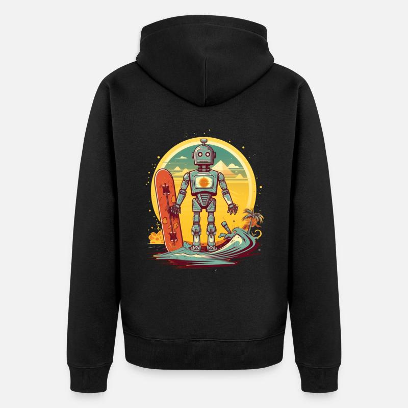 Robots on the beach - Unisex Premium Organic Zip Hoodie - black