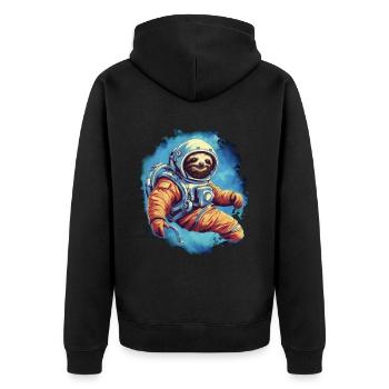 Faultier im All - Unisex Premium Bio Zip Hoodie - Schwarz - Hinten - Nico (187cm)