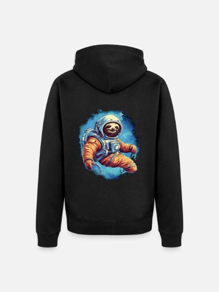 Faultier im All - Unisex Premium Bio Zip Hoodie - Schwarz