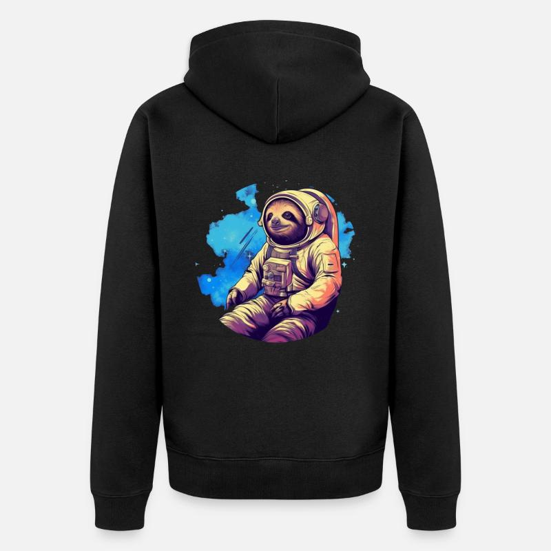 Faultier im All - Unisex Premium Bio Zip Hoodie - Schwarz