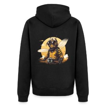 Pilot bee - Unisex Premium Organic Zip Hoodie - black - Back - Nico (187cm)