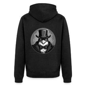 Penguin as detective black and white - Unisex Premium Organic Zip Hoodie - black - Back - Nico (187cm)