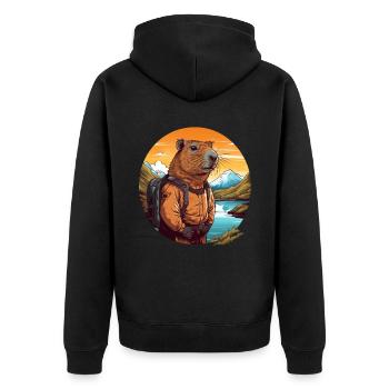 Cochons d’Inde Capybara en tournée - Veste à capuche bio Premium Unisexe - noir - Dos - Nico (187cm)