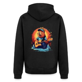 Musical Capybara Cochon d’Inde - Veste à capuche bio Premium Unisexe - noir - Dos - Nico (187cm)