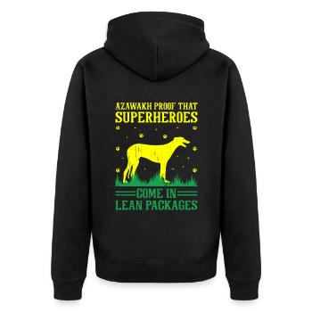 Azawakh Hundebesitzer Arabischer Windhund Tuareg Sloughi - Unisex Premium Bio Zip Hoodie - Schwarz - Hinten - Nico (187cm)