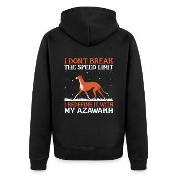 Azawakh Hundebesitzer Arabischer Windhund Tuareg Sloughi - Unisex Premium Bio Zip Hoodie - Schwarz - Hinten - Nico (187cm)