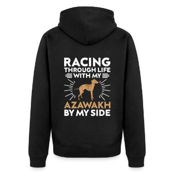 Azawakh Hundebesitzer Arabischer Windhund Tuareg Sloughi - Unisex Premium Bio Zip Hoodie - Schwarz - Hinten - Nico (187cm)
