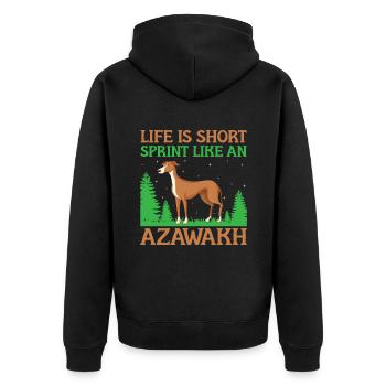 Azawakh Hundebesitzer Arabischer Windhund Tuareg Sloughi - Unisex Premium Bio Zip Hoodie - Schwarz - Hinten - Nico (187cm)