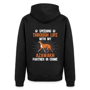 Azawakh Hundebesitzer Arabischer Windhund Tuareg Sloughi - Unisex Premium Bio Zip Hoodie - Schwarz - Hinten - Nico (187cm)