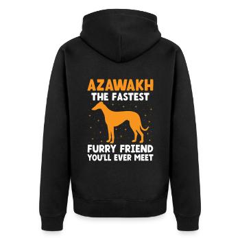 Azawakh Hundebesitzer Arabischer Windhund Tuareg Sloughi - Unisex Premium Bio Zip Hoodie - Schwarz - Hinten - Nico (187cm)