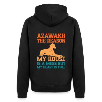 Azawakh Hundebesitzer Arabischer Windhund Tuareg Sloughi - Unisex Premium Bio Zip Hoodie - Schwarz - Hinten - Nico (187cm)