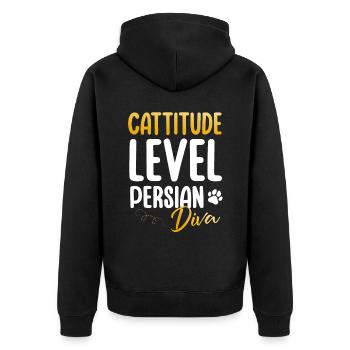 Perserkatze Katzenliebhaber Katzenbesitzer Perserlanghaar C - Unisex Premium Bio Zip Hoodie - Schwarz - Hinten - Nico (187cm)