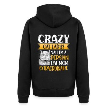 Perserkatze Katzenliebhaber Katzenbesitzer Perserlanghaar C - Unisex Premium Bio Zip Hoodie - Schwarz - Hinten - Nico (187cm)