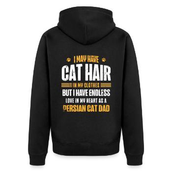 Perserkatze Katzenliebhaber Katzenbesitzer Perserlanghaar C - Unisex Premium Bio Zip Hoodie - Schwarz - Hinten - Nico (187cm)