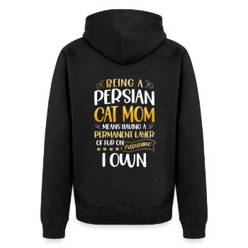 Perserkatze Katzenliebhaber Katzenbesitzer Perserlanghaar C - Unisex Premium Bio Zip Hoodie - Schwarz - Hinten - Nico (187cm)