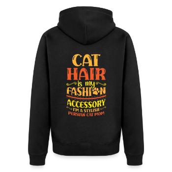 Perserkatze Katzenliebhaber Katzenbesitzer Perserlanghaar C - Unisex Premium Bio Zip Hoodie - Schwarz - Hinten - Nico (187cm)