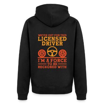 Driving License Passed New Driver Permit Driving S - Unisex Premium Organic Zip Hoodie - black - Back - Nico (187cm)