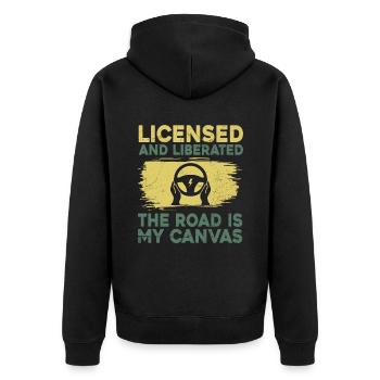 Permis de conduire passé Nouveau permis de conduire S - Veste à capuche bio Premium Unisexe - noir - Dos - Nico (187cm)