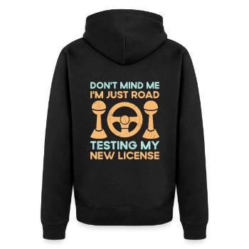 Permis de conduire passé Nouveau permis de conduire S - Veste à capuche bio Premium Unisexe - noir - Dos - Nico (187cm)