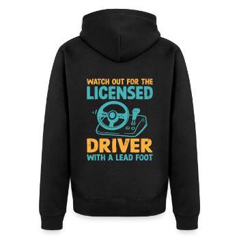 Permis de conduire passé Nouveau permis de conduire S - Veste à capuche bio Premium Unisexe - noir - Dos - Nico (187cm)