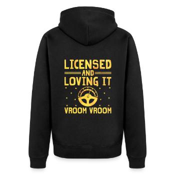 Permis de conduire passé Nouveau permis de conduire S - Veste à capuche bio Premium Unisexe - noir - Dos - Nico (187cm)