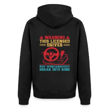 Führerschein bestanden Neuer Führerschein Fahren S - Unisex Premium Bio Zip Hoodie - Schwarz - Hinten - Nico (187cm)
