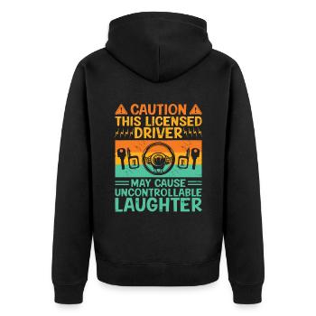 Führerschein bestanden Neuer Führerschein Fahren S - Unisex Premium Bio Zip Hoodie - Schwarz - Hinten - Nico (187cm)