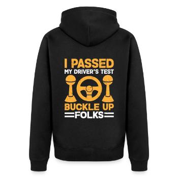 Driving License Passed New Driver Permit Driving S - Unisex Premium Organic Zip Hoodie - black - Back - Nico (187cm)