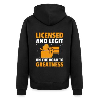 Führerschein bestanden Neuer Führerschein Fahren S - Unisex Premium Bio Zip Hoodie - Schwarz - Hinten - Nico (187cm)
