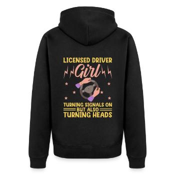 Driving License Passed New Driver Permit Driving S - Unisex Premium Organic Zip Hoodie - black - Back - Nico (187cm)
