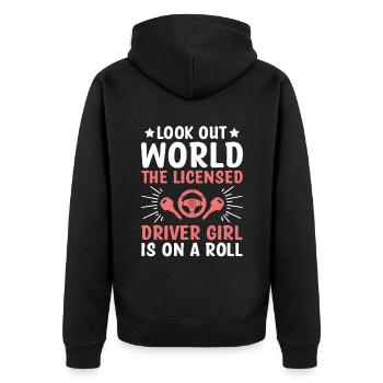 Driving License Passed New Driver Permit Driving S - Unisex Premium Organic Zip Hoodie - black - Back - Nico (187cm)