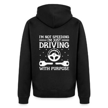Führerschein bestanden Neuer Führerschein Fahren S - Unisex Premium Bio Zip Hoodie - Schwarz - Hinten - Nico (187cm)