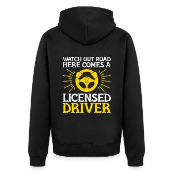 Driving License Passed New Driver Permit Driving S - Unisex Premium Organic Zip Hoodie - black - Back - Nico (187cm)