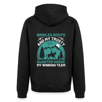 American Quarter Horse Reitpferd Liebhaber Hors - Unisex Premium Bio Zip Hoodie - Schwarz - Hinten - Nico (187cm)