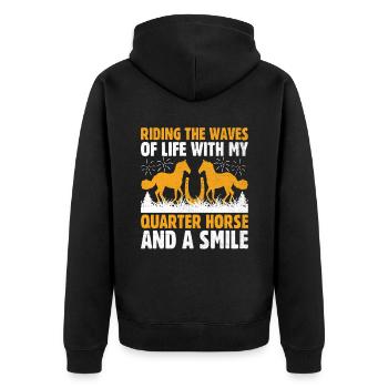 American Quarter Horse Reitpferd Liebhaber Hors - Unisex Premium Bio Zip Hoodie - Schwarz - Hinten - Nico (187cm)