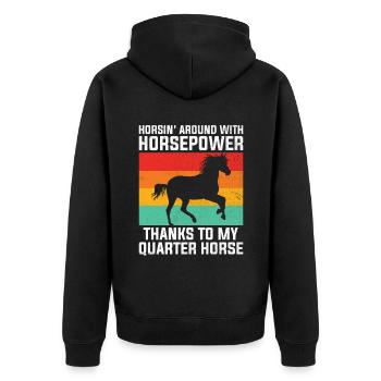 American Quarter Horse Reitpferd Liebhaber Hors - Unisex Premium Bio Zip Hoodie - Schwarz - Hinten - Nico (187cm)