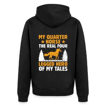 American Quarter Horse Equestrian Horse Lover Hors - Unisex Premium Organic Zip Hoodie - black - Back - Nico (187cm)