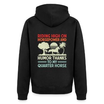 American Quarter Horse Equestrian Horse Lover Hors - Unisex Premium Organic Zip Hoodie - black - Back - Nico (187cm)
