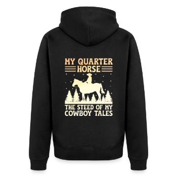 American Quarter Horse Reitpferd Liebhaber Hors - Unisex Premium Bio Zip Hoodie - Schwarz - Hinten - Nico (187cm)