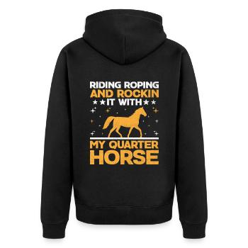 American Quarter Horse Reitpferd Liebhaber Hors - Unisex Premium Bio Zip Hoodie - Schwarz - Hinten - Nico (187cm)