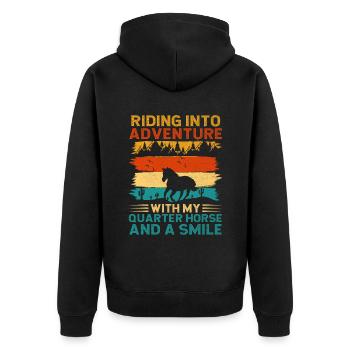 American Quarter Horse Equestrian Horse Lover Hors - Unisex Premium Organic Zip Hoodie - black - Back - Nico (187cm)