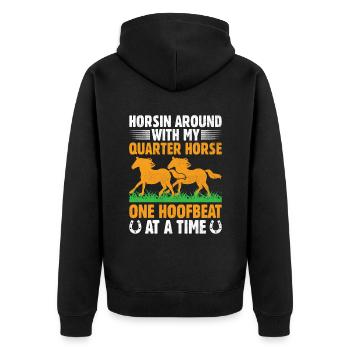 American Quarter Horse Equestrian Horse Lover Hors - Unisex Premium Organic Zip Hoodie - black - Back - Nico (187cm)